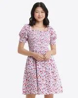 Cam Smocked Dress Berry Print