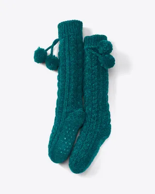 DJ x Lands' End Women's Cable Knit House Slipper Socks