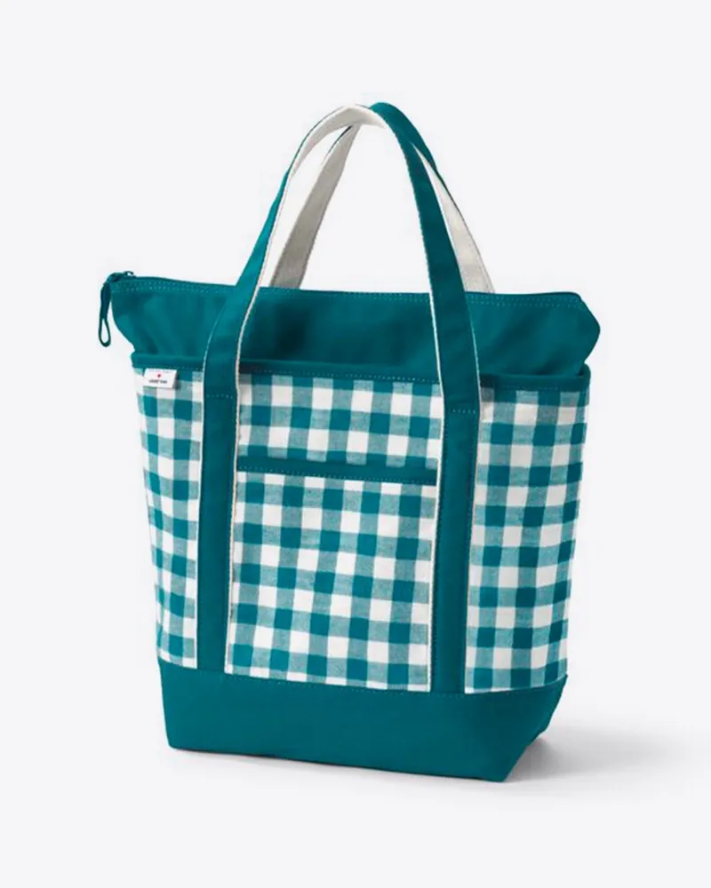 DJ x Lands' End Flannel Medium Zip Top Tote