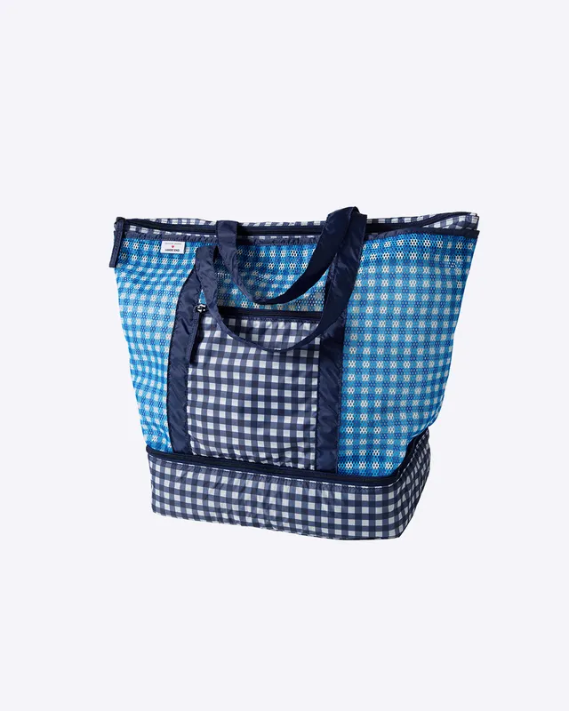 Draper James Dj X Lands' End Mesh Zip Top Beach Tote in Blue