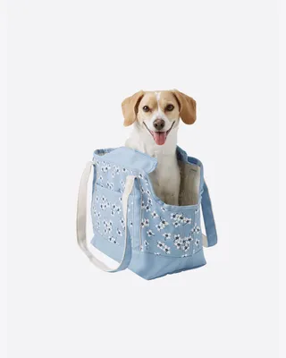 Canvas Tote Dog Carrier in Floral Chambray