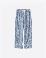 Cropped Pajama Pants Floral Chambray