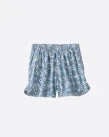 Pajama Shorts Floral Chambray
