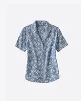 Button Down Pajama Shirt Floral Chambray