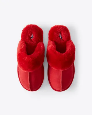 DJ x Lands' End Women's Suede and Shearling Scuff Slippers