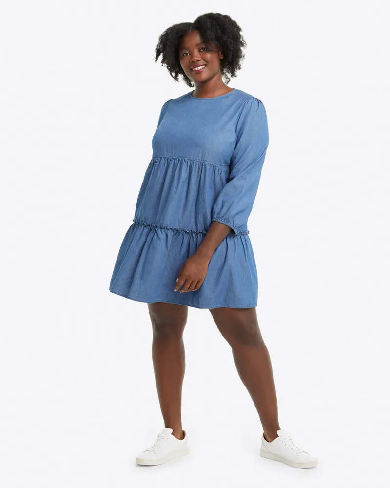 Tiered Trapeze Dress Chambray