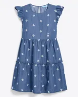 Crystal Dress Embroidered Chambray