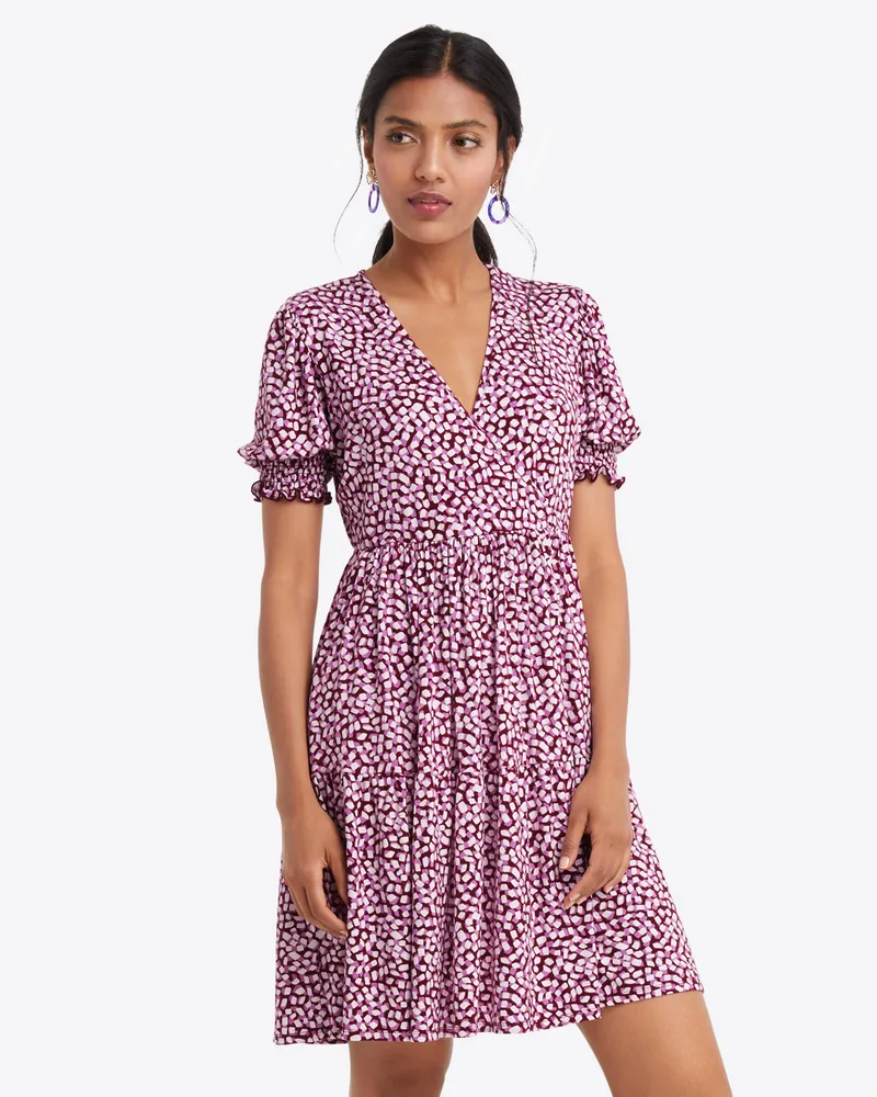 Faux Wrap Dress Square Dot