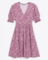 Faux Wrap Dress Square Dot