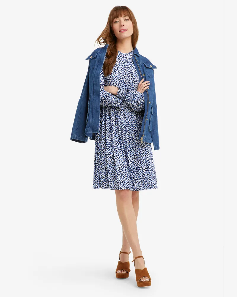 Kitty Dress Blue Square Dot