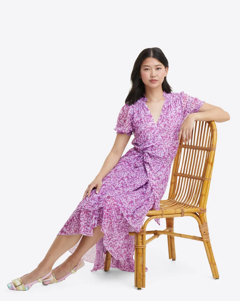 Naomi Wrap Dress Lilac Floral