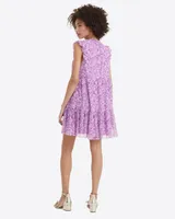 Connie Flutter Sleeve Dress Lilac Floral