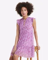 Connie Flutter Sleeve Dress Lilac Floral