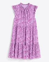 Connie Flutter Sleeve Dress Lilac Floral