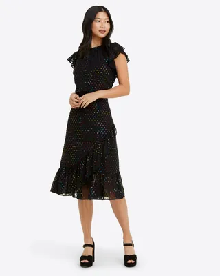 Kacey Faux Wrap Dress Shimmer Dot