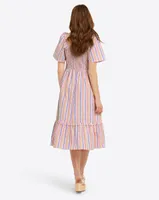 Deana Smocked Dress Multi Stripe