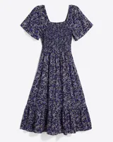 Deana Smocked Dress Navy Ribbon Floral