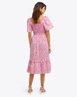 Deana Smocked Dress Pink Shadow Floral