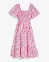 Deana Smocked Dress Pink Shadow Floral