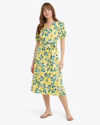 Miranda Midi Wrap Dress Lemon Blossom