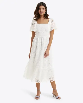 Short Sleeve Carrie Midi Dress Lace