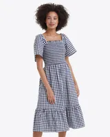 Deana Smocked Dress Navy Gingham