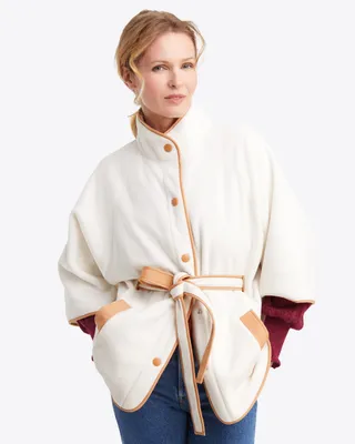 Belted Fleece Jacket Ivory