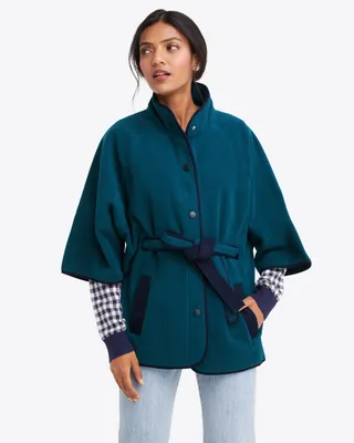 Belted Fleece Jacket Teal