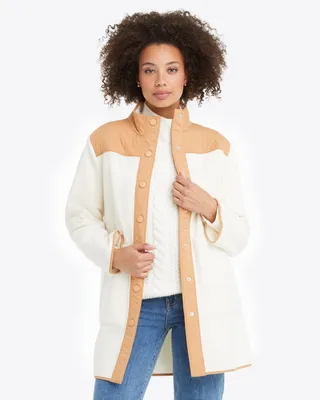 Button Down Fleece Coat Ivory