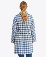 Shawl Collar Belted Coat Gingham