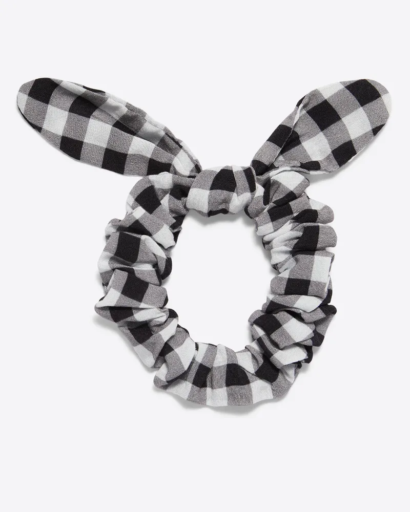 Knotted Hair Scrunchie in Black Gingham