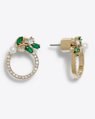 Pearl & Emerald Front Hoops