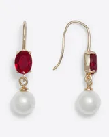 Ruby & Pearl Drop Earrings