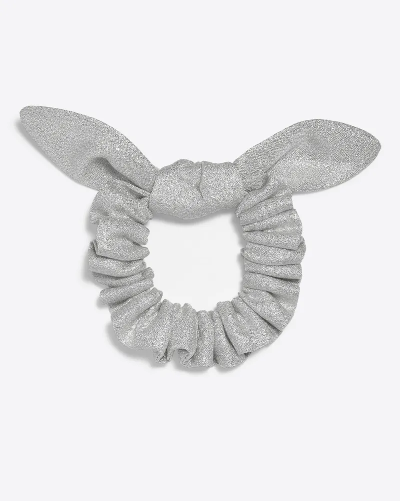 Knotted Hair Scrunchie in Silver Metallic