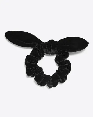 Knotted Hair Scrunchie in Black Velvet