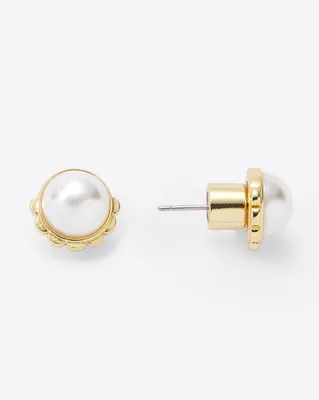 Scalloped Pearl Studs