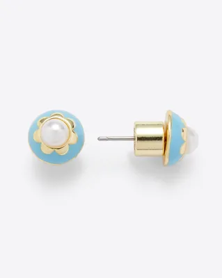 Flower Enamel Studs in Draper Blue