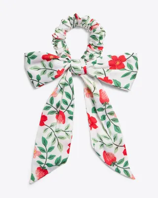 Bow Scarf Scrunchie in Strawberry Field