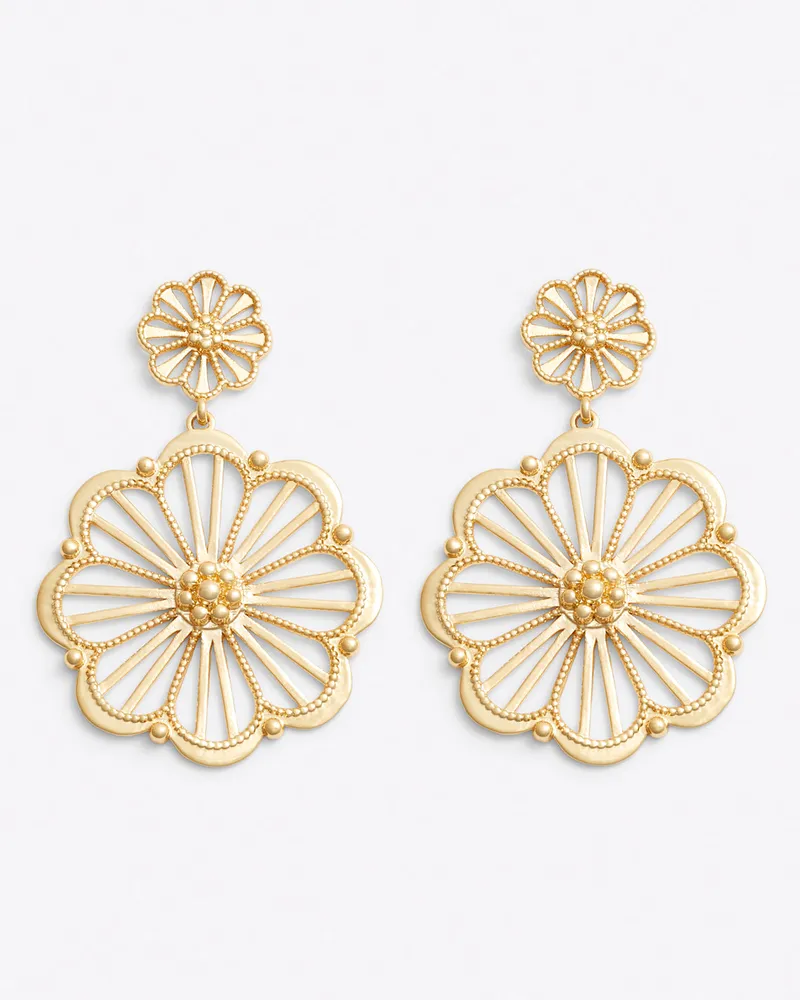 Milgrain Daisy Double Drop Earrings