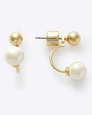 Pearl & Gold Studs with Earring Jackets