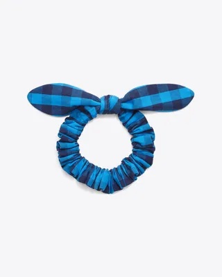 Knot Scrunchie in Blue Gingham