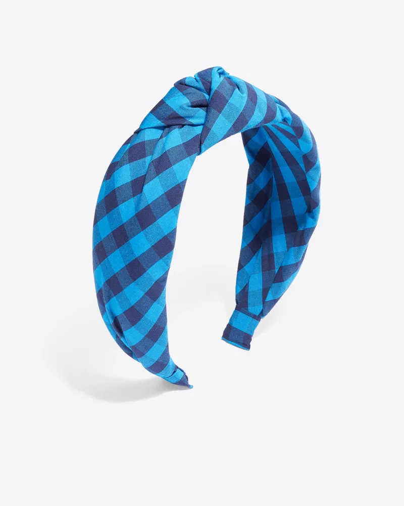 Knot Headband in Blue Gingham