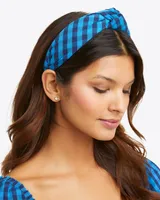 Knot Headband in Blue Gingham