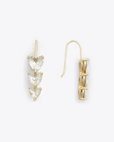 Heart Trio Drop Earrings in Magnolia White