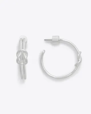 Knot Hoop Earrings in Silver