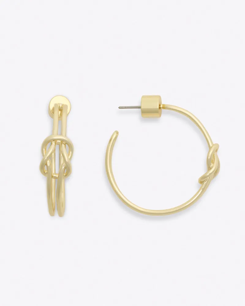 Knot Hoop Earrings in Gold