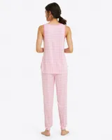 Sara Pajama Set in Light Pink Gingham