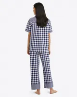 Cropped Pajama Pant Navy Gingham
