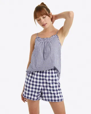 Pajama Shorts Navy Gingham