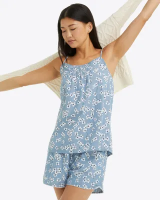 Pajama Cami Top Floral Chambray